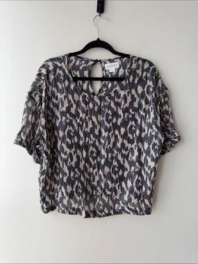 Velvet by Graham & Spencer Sequin Leopard Print Cropped Blouse